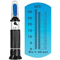 Los mejores  - Abuycs Brix Refractómetro con ATC para cerveza- mosto- vino- fruta- azúcar- medidor de cerveza casera de doble escala…